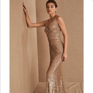 BHLDN | Anthropologie | Gold Sequin Dress
